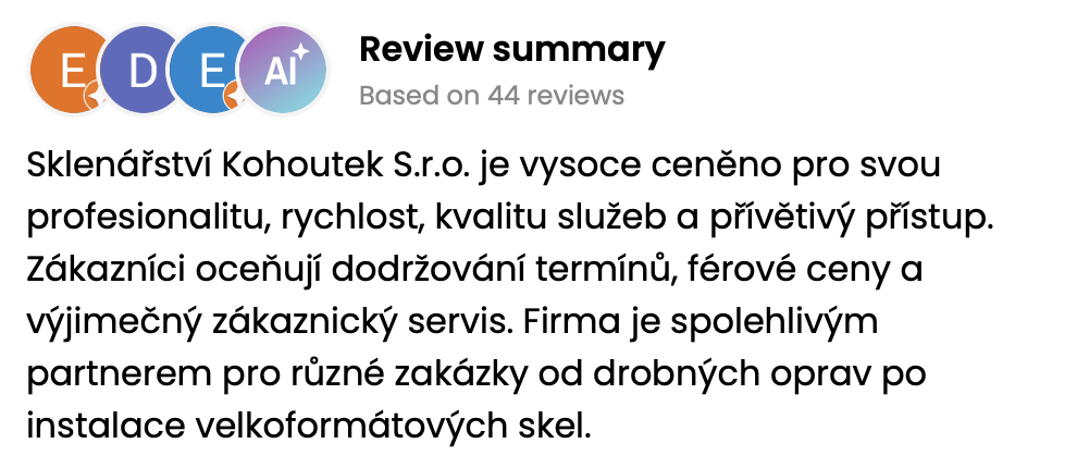 souhrnná recenze na Sklenářství Kohoutek
